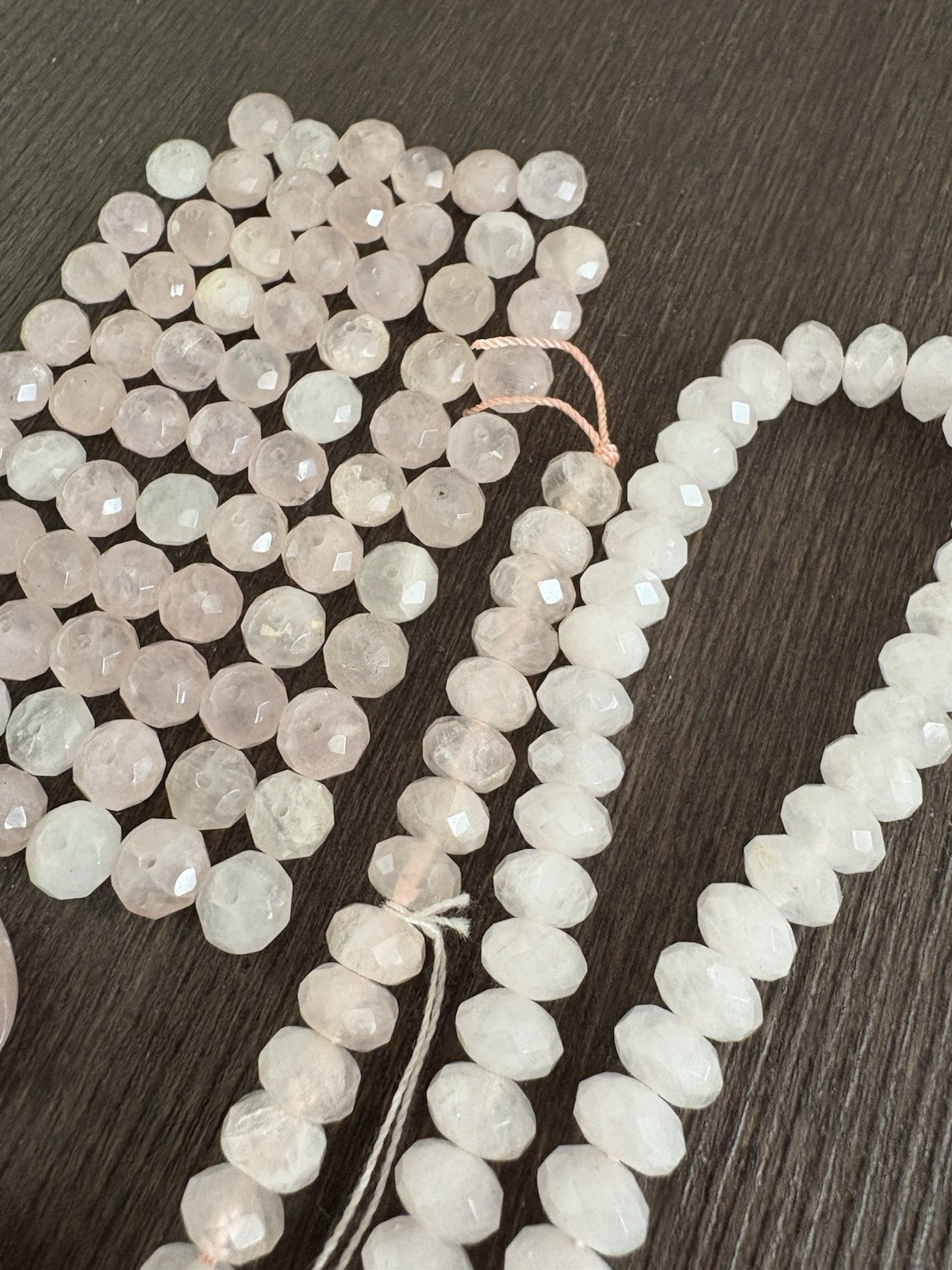 LOT Of Rose Quartz Heartshape Roundelle Stones Beads Read Info
