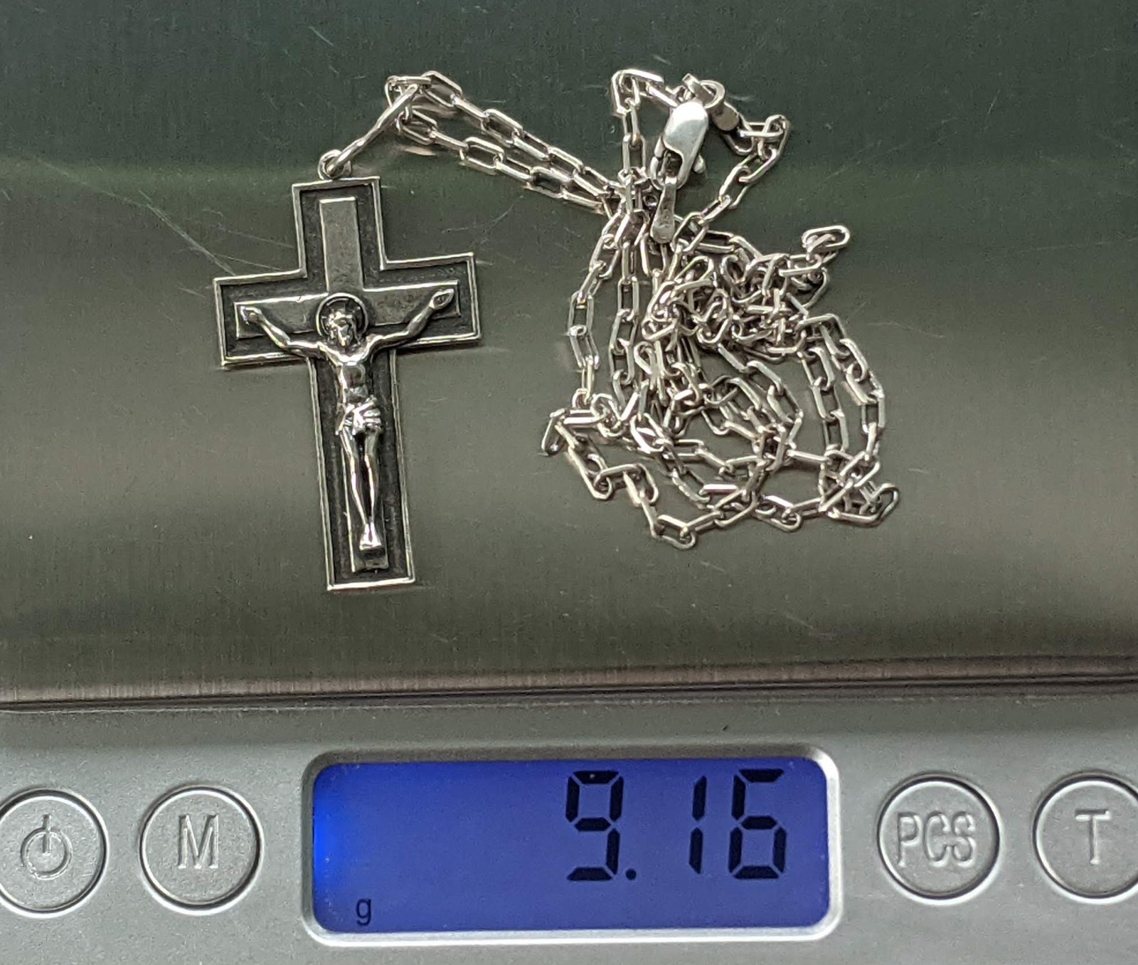 Orthodox Cross on a chain 46 cm. 925 silver. Weight 9.16 g. Prayer in Russian.