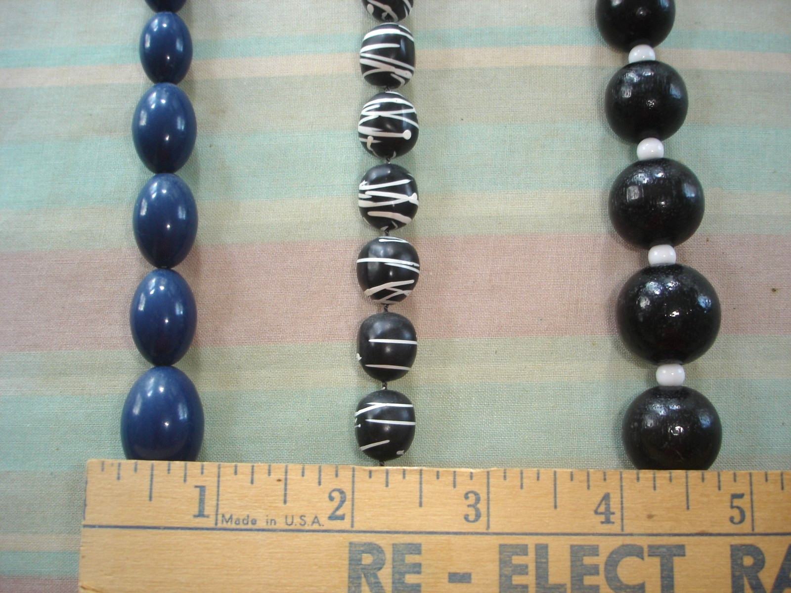 Vintage LOT 9 BEAD Necklaces- Multicolor, Blue, Brown, Black & White-Some Chunky