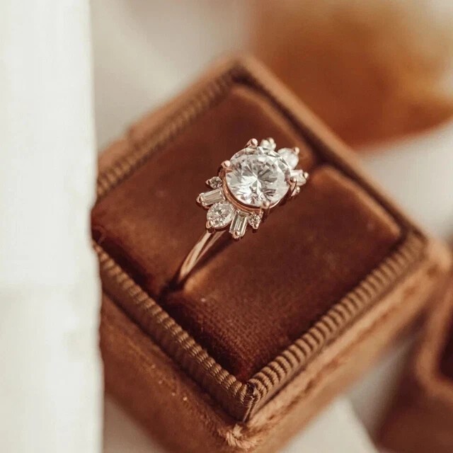2.20Ct Round Cut Simulated Diamond Lovely Wedding Ring In 14K Rose Gold Plated