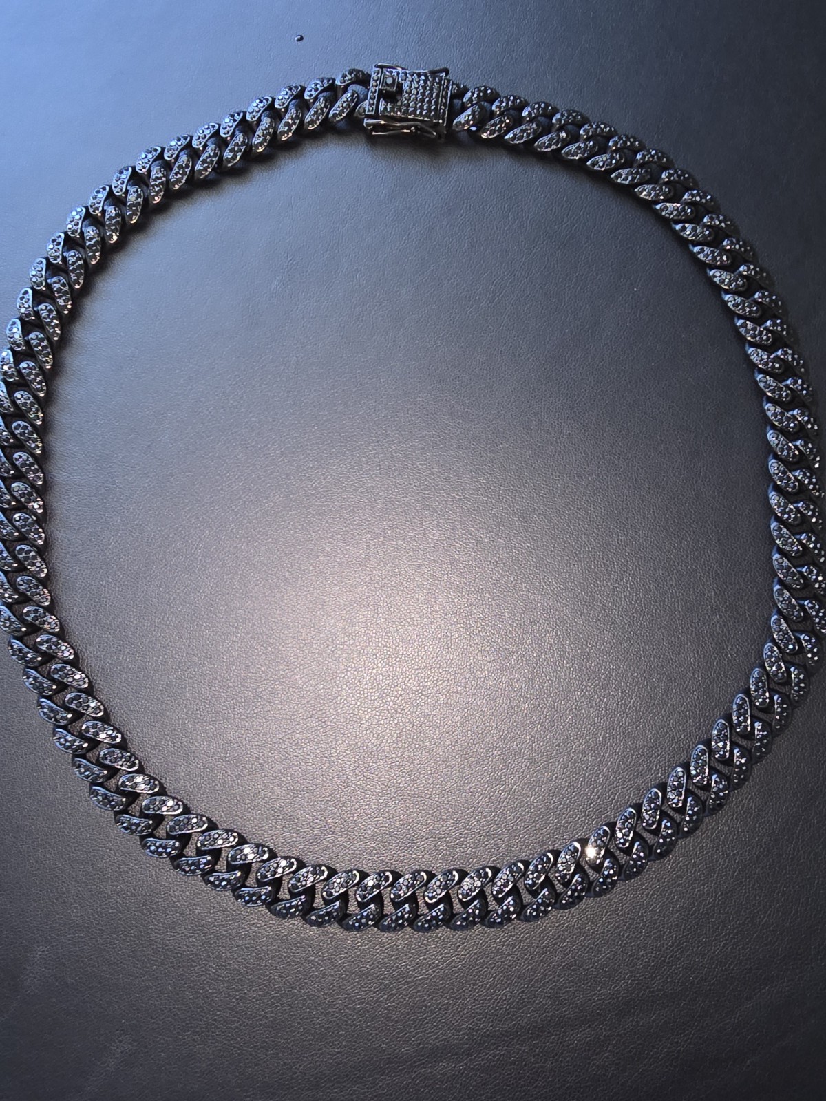 Moissanite Iced Out Cuban Link Chain BLACK Box Clasp