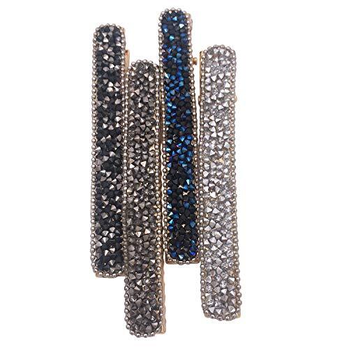 4 Rhinestone Crystal Long Slim Beak Duckbill Alligator Clip Pin Hair