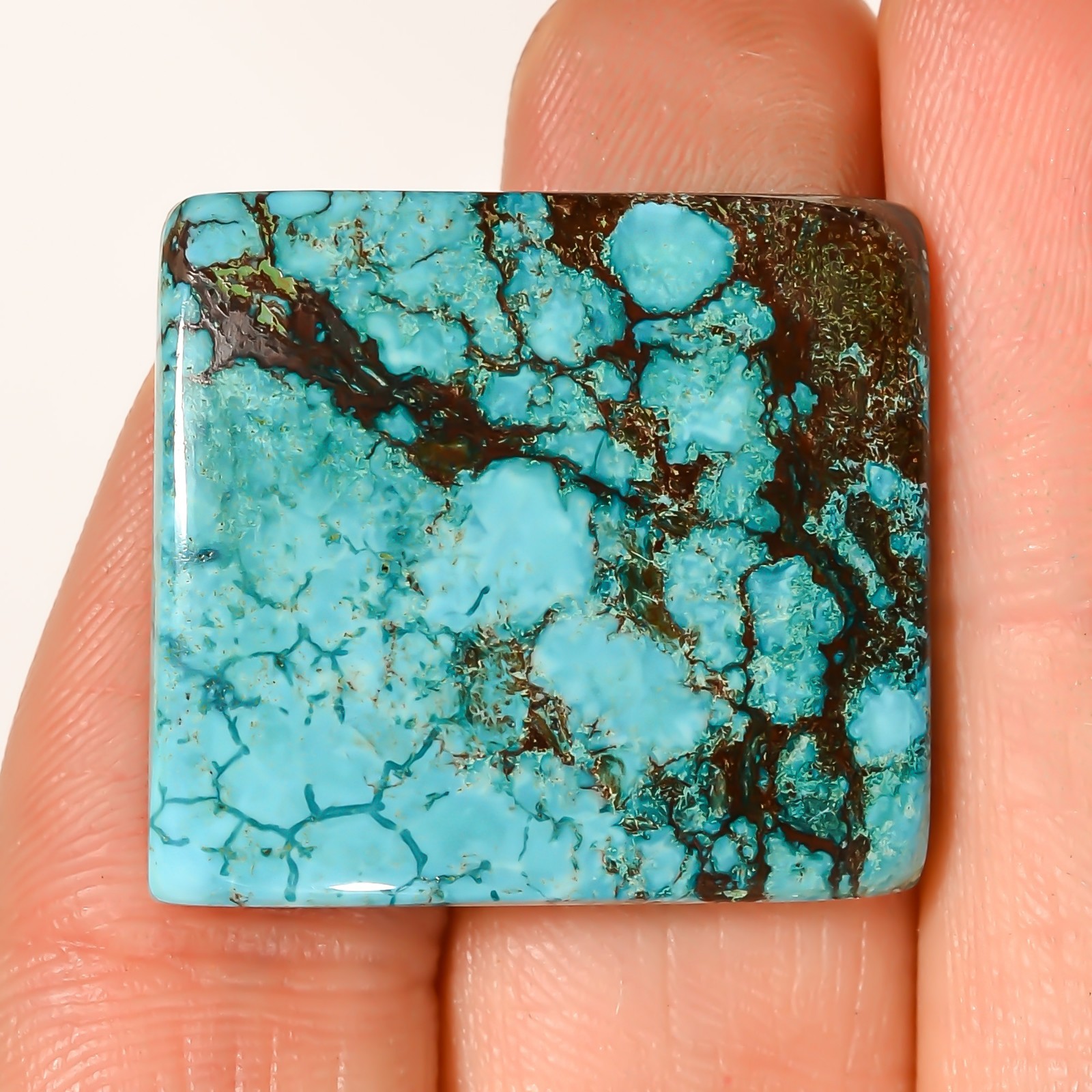35.75 CTS Beautiful NATURAL TIBET TURQUOISE Cushion Cabochon Gemstone 23X26X5 mm