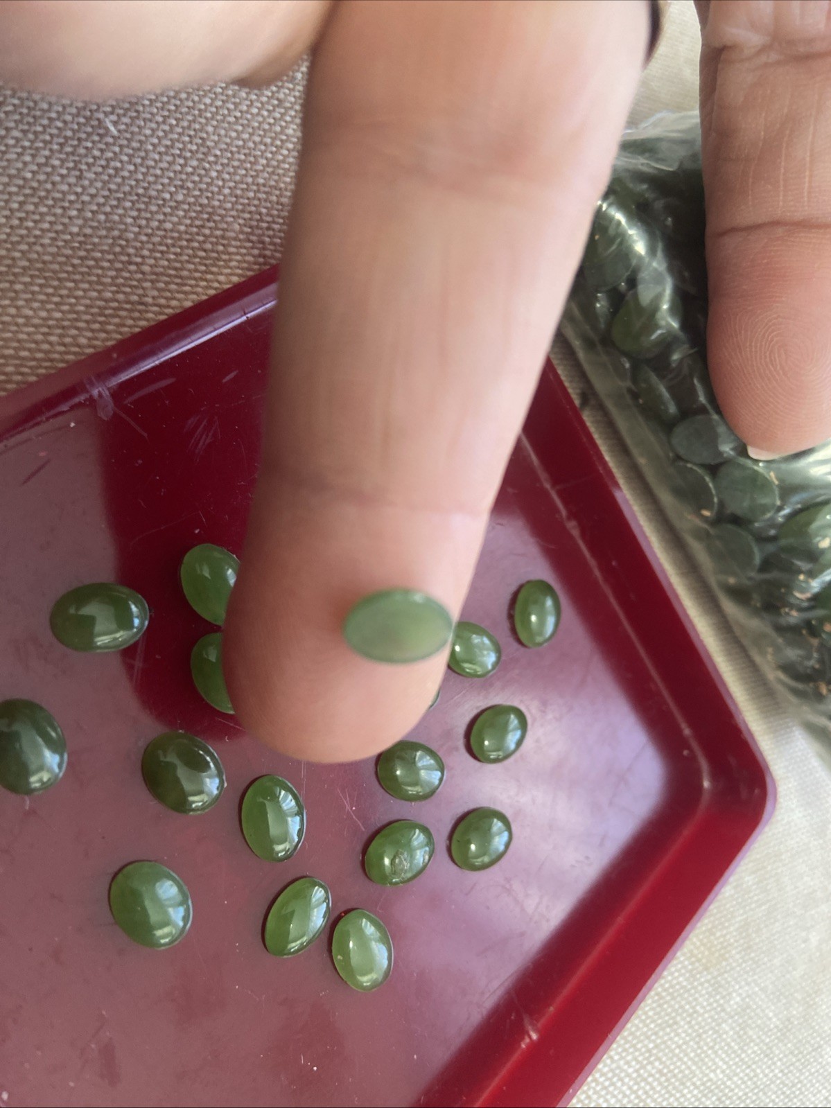 Genuine Green Jade Oval Shape Cabochon cut 8×6 MM New Old Stock Lot Of 20