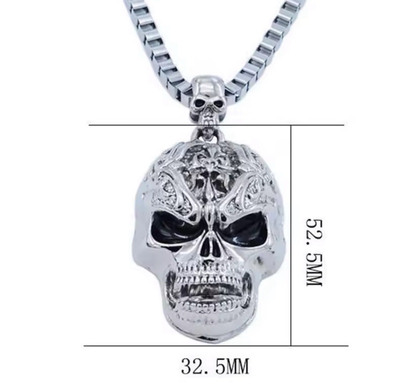 Gothic Skull Pendant Necklace Punk Skeleton Chain Vintage Hip Hop Jewelry