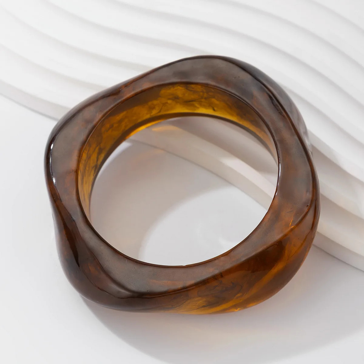Acrylic Geometric Irregular Bangle Bracelet Mixed Tone Round Layered Jewelry