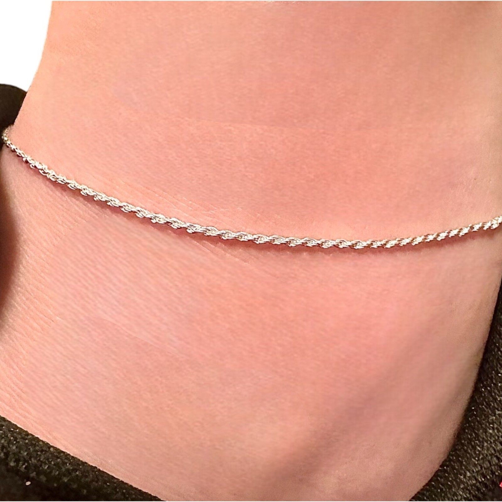 Sterling Silver Anklet 925 Rope Chain 1mm Dainty Ankle Bracelet 9 10 Inch