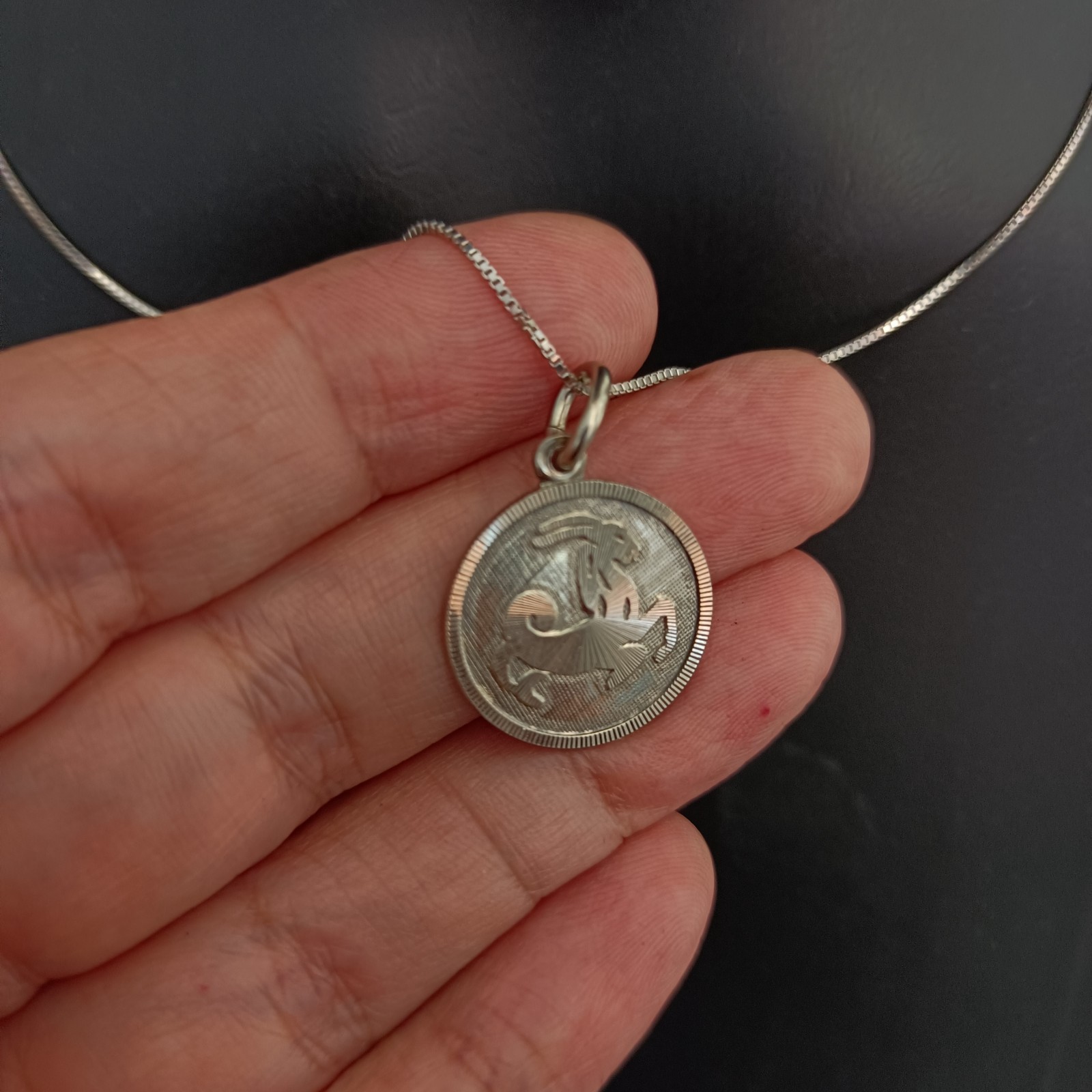 Capricorn Zodiac Vintage Necklace Sterling Silver Astrology Pendant Me’sn Women