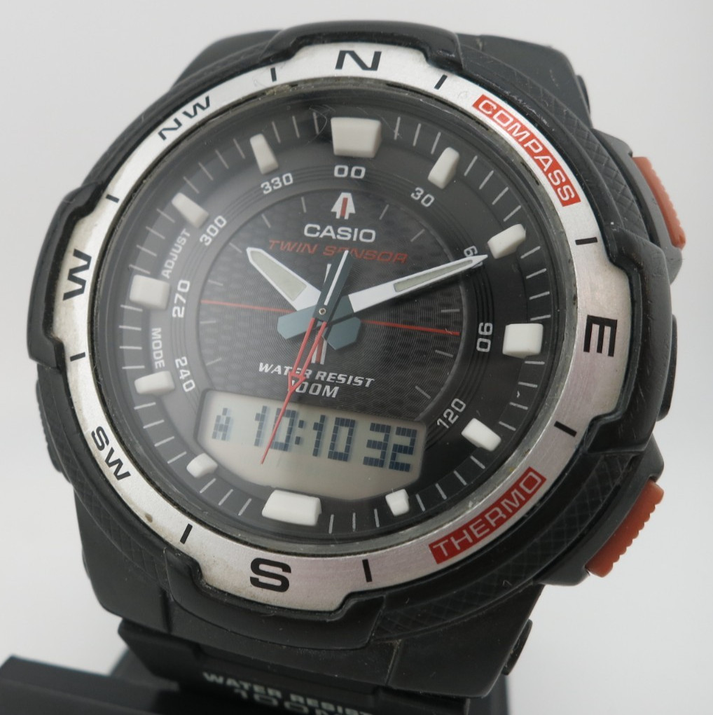 Casio Twin Sensor Ana/Digital Watch – SGW-500H /SGW500H-1B – New Batt + Band