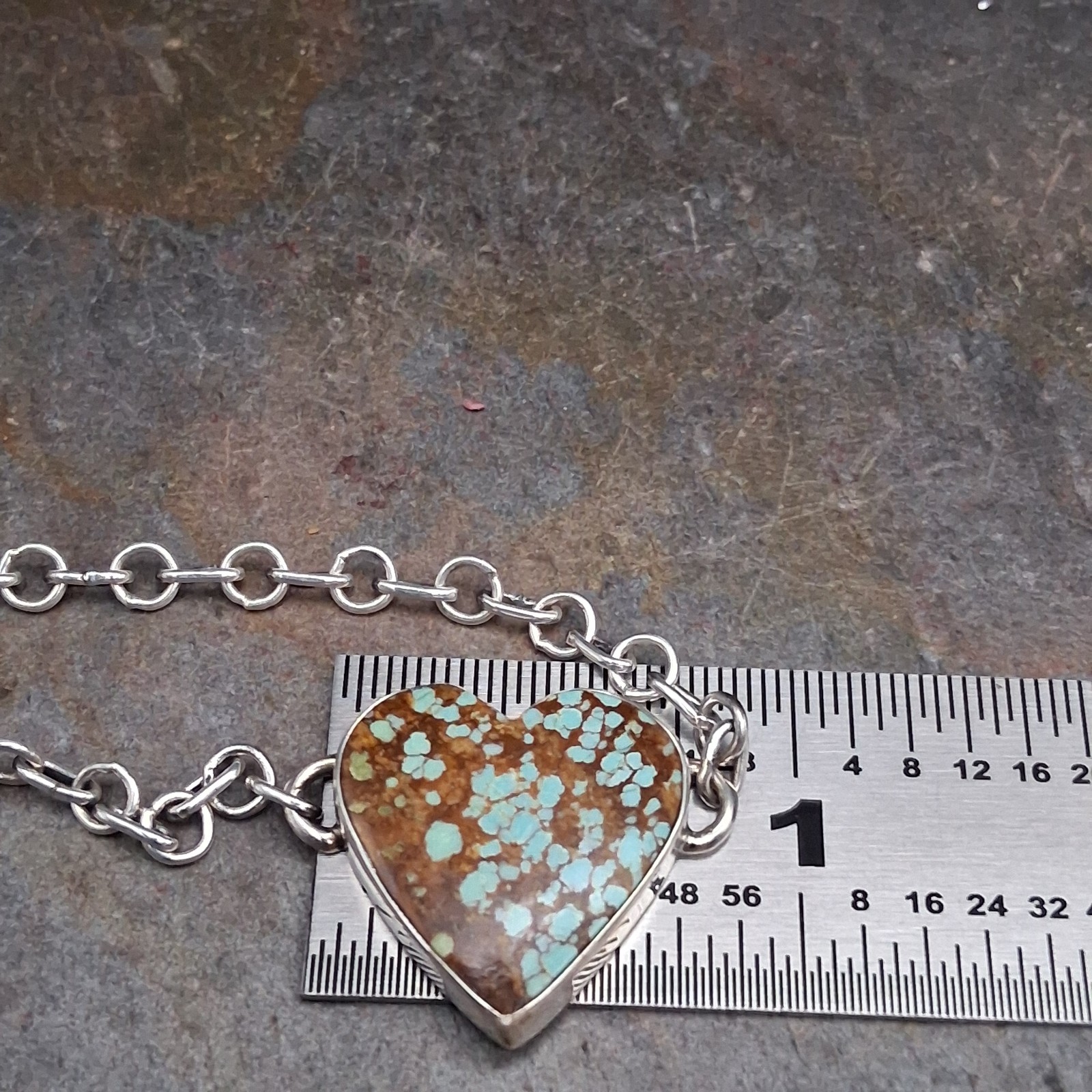 Number 8 Turquoise Bracelet Sterling Silver 925 Heart Adj 5-7 Southwestern