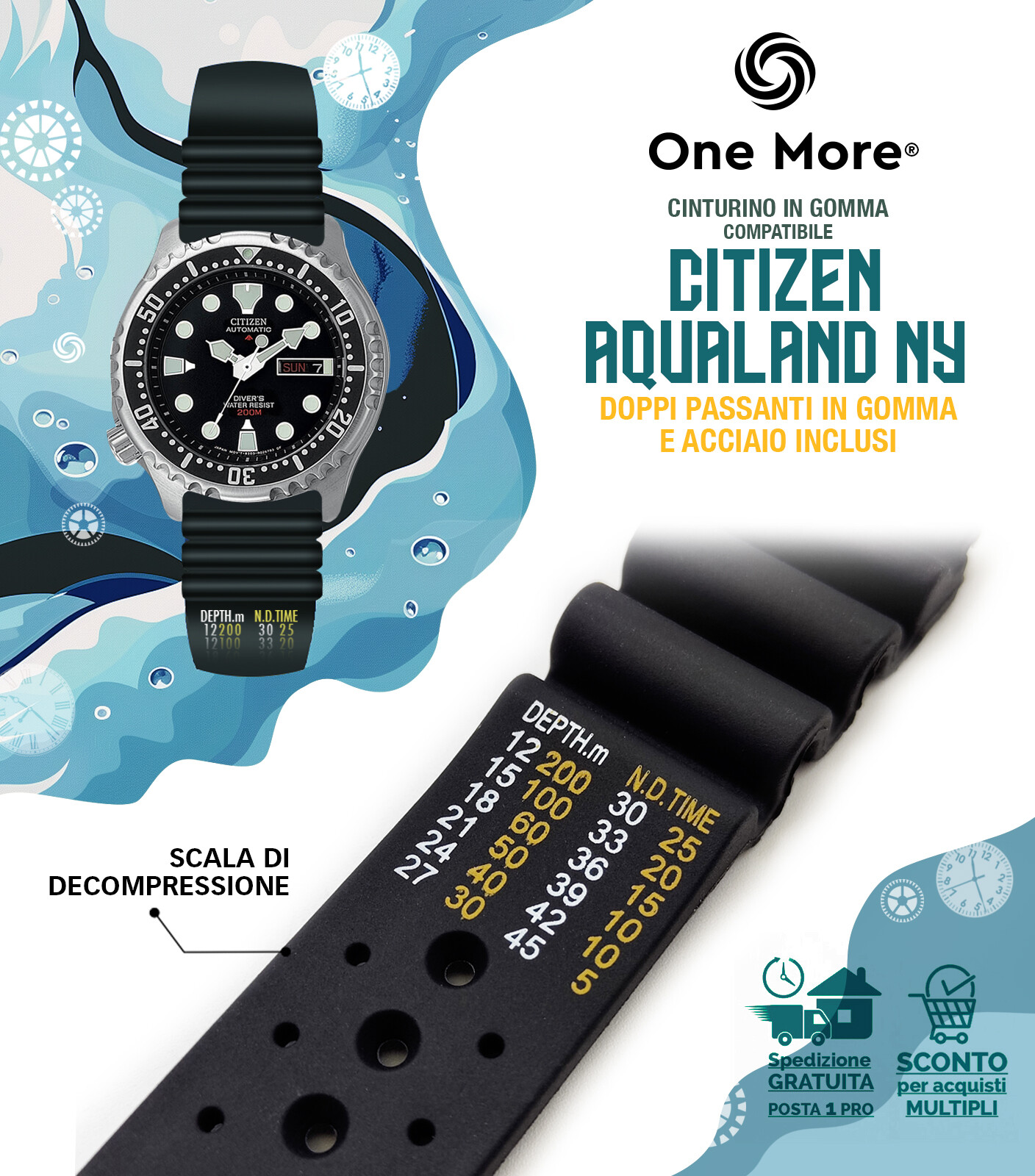 Cinturino gomma citizen promaster aqualand ny seiko nd limits 20 22 24 mm sub