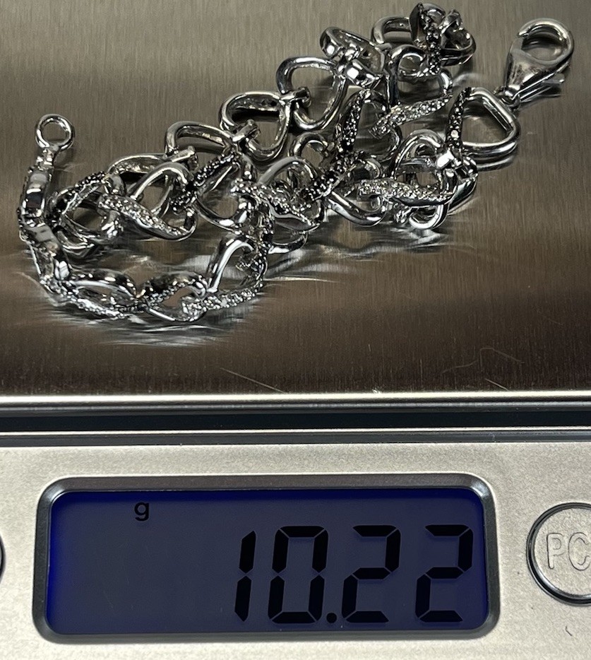 925 Sterling Silver Hearts Bracelet Combined Shipping Available W/ My Other Itms