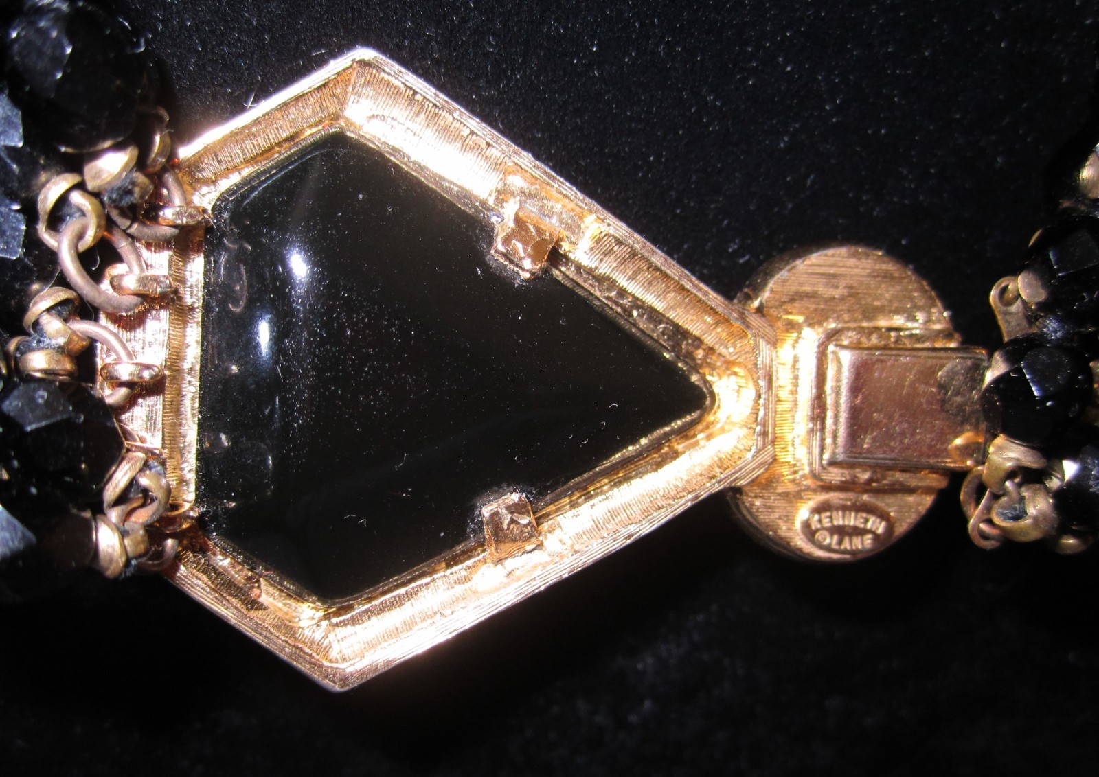 KENNETH J LANE NECKLACE JET BLACK MULTI STRAND RHINESTONES