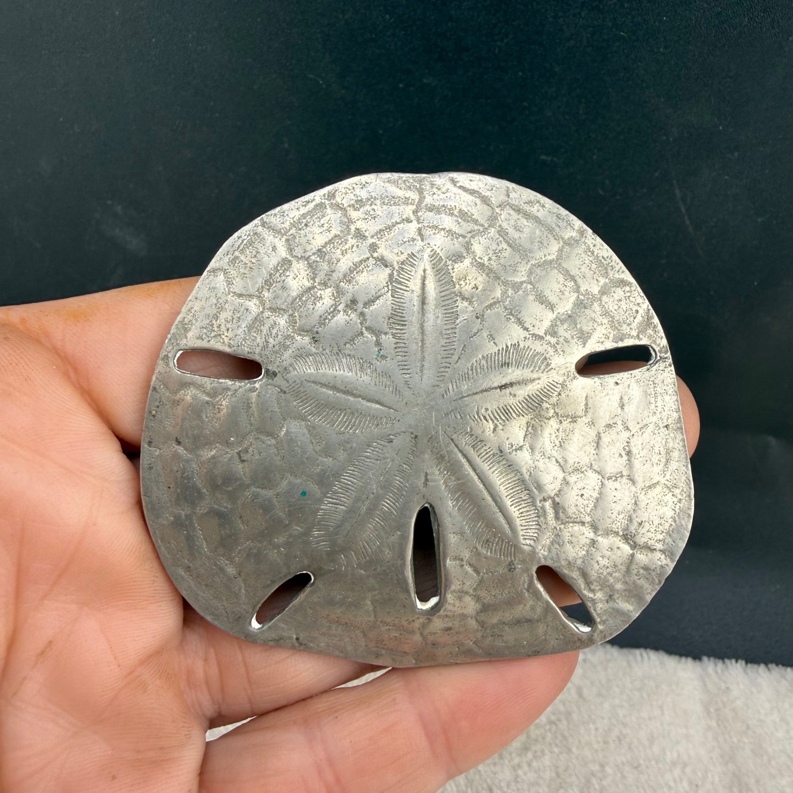 Vintage Reed & Barton Pendant Pewter Sand Dollar Coastal Nautical 3in