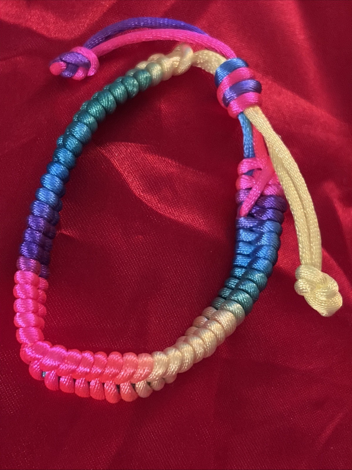 NEW COLORFUL NEON NYLON HERRINGBONE WEAVE FRIENDSHIP BRACELET ADJUSTABLE NIP