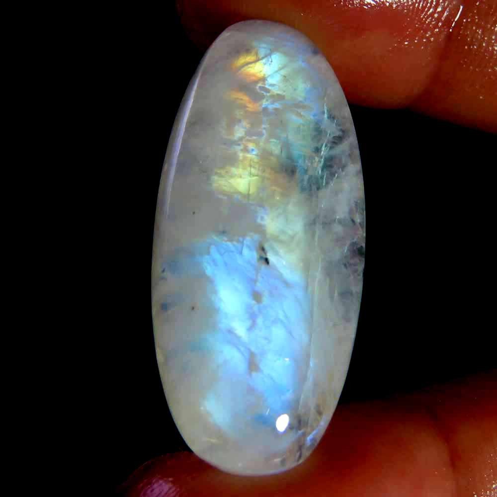 24.90Cts.100%Natural Power Rainbow Moonstone Oval 14x33x6mm Cab Losse Gemstone