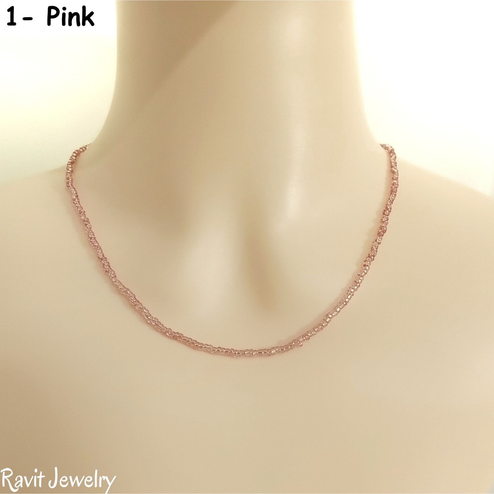 Dainty Small 2mm Glass Seed Beads Beaded Necklace With Pendant To Choose Jewlery