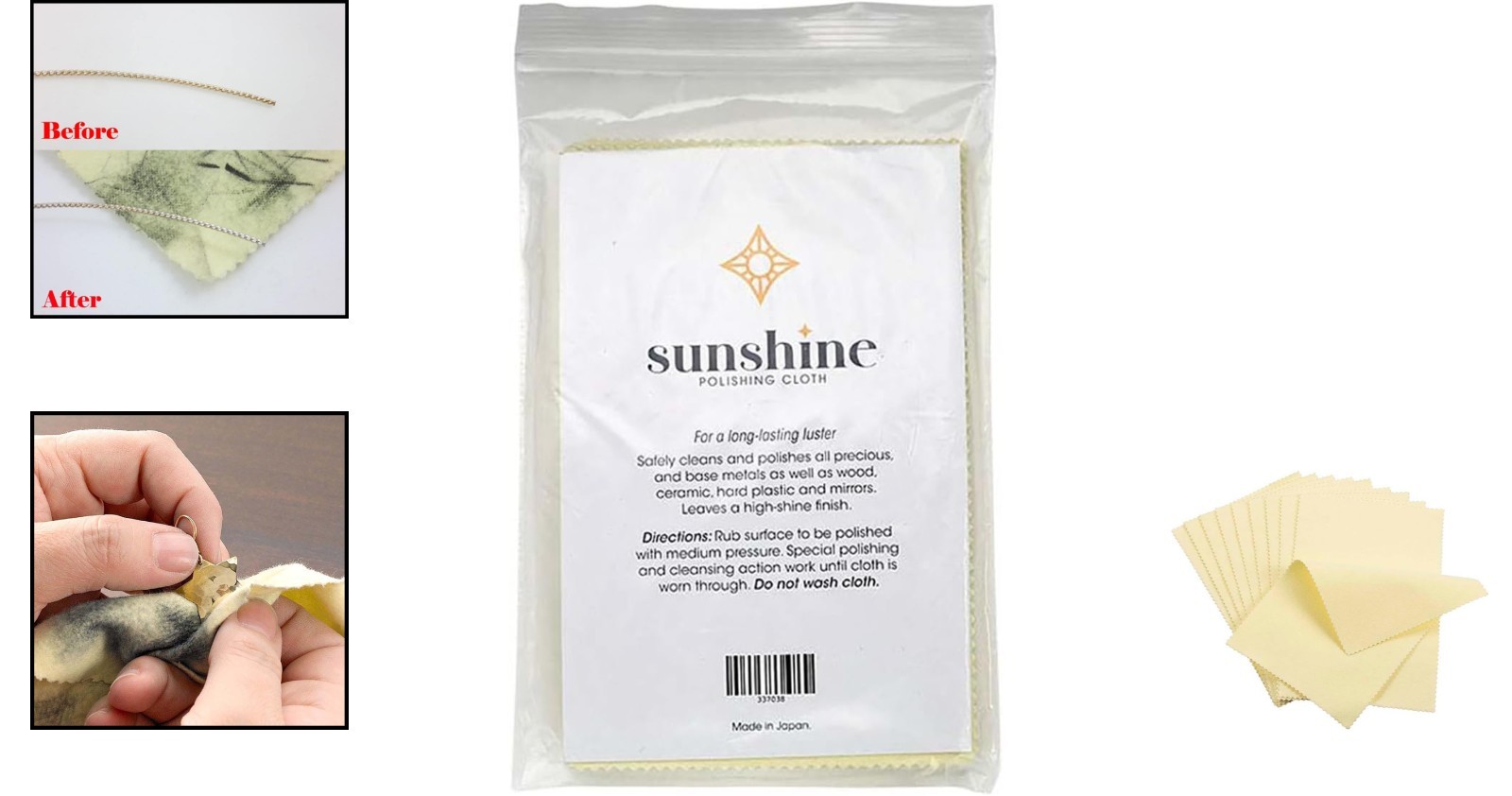 Sunshine Silver Polishing Cloth For Sterling Silver Gold Brass Copper 10 Pack