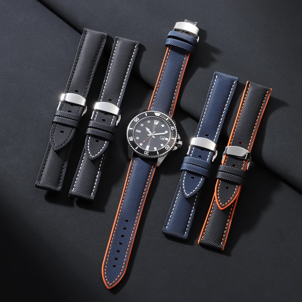 Nylon Rubber Strap 20-22mm Butterfly Buckle for IWC Tudor Seiko