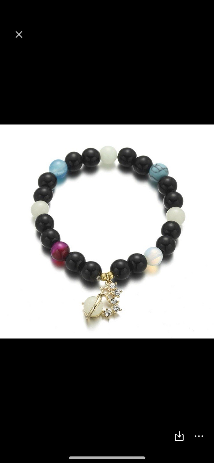 2Pcs Luminous Planet Star Beaded Bracelet Glow in The Dark Couple Bracelets