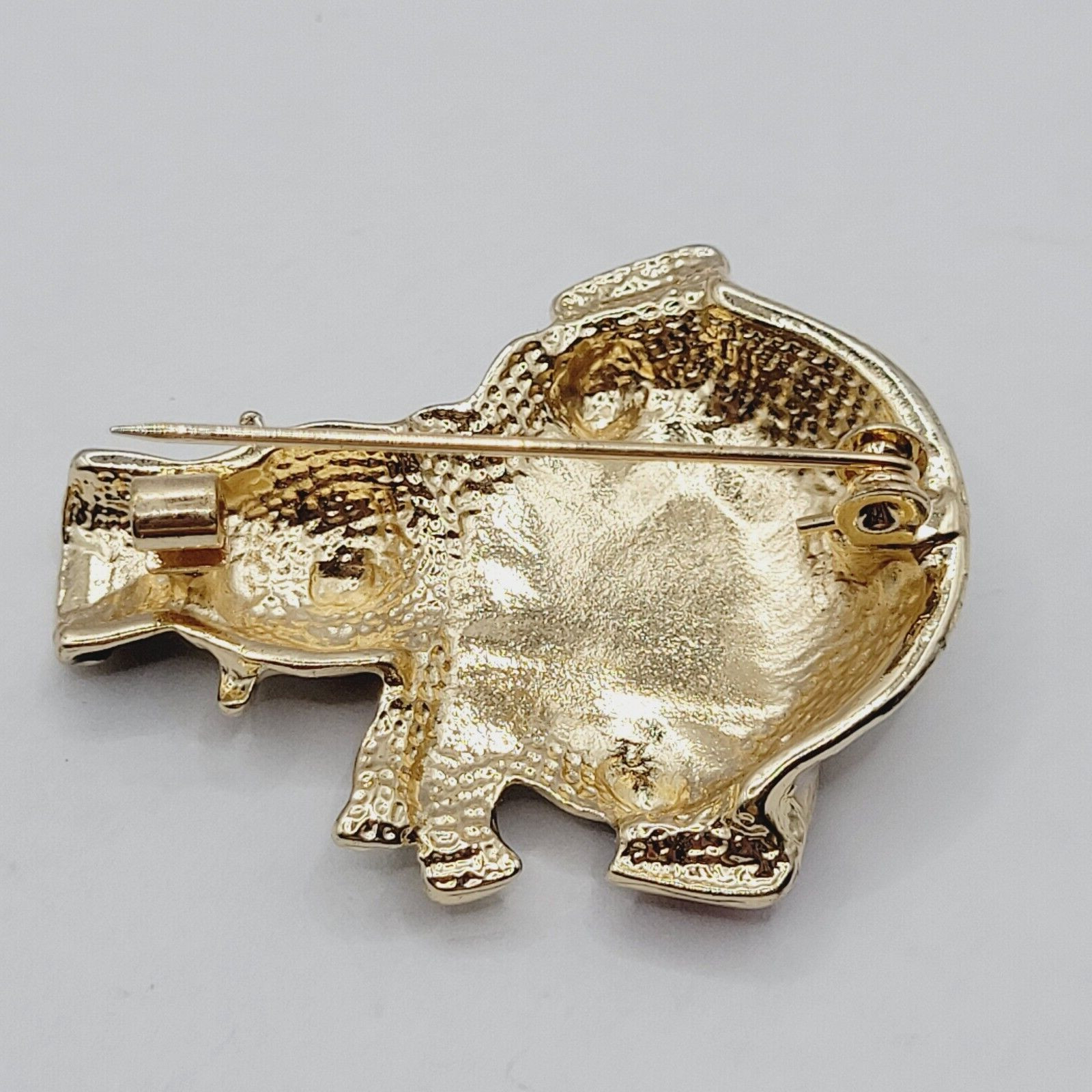 LET IT SNOW Metal and Enamel Snowman with Top Hat Scarf Gold Tone Brooch Pin