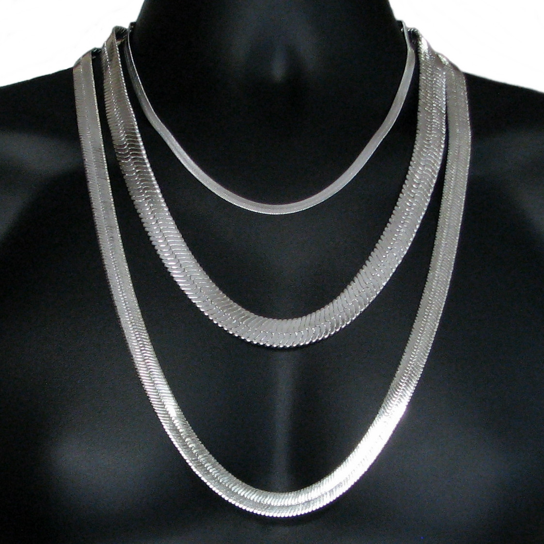 Herringbone Chain Mens & Ladies Silver Plated 4mm-14mm Wide 20″ 24″ 30″ Necklace