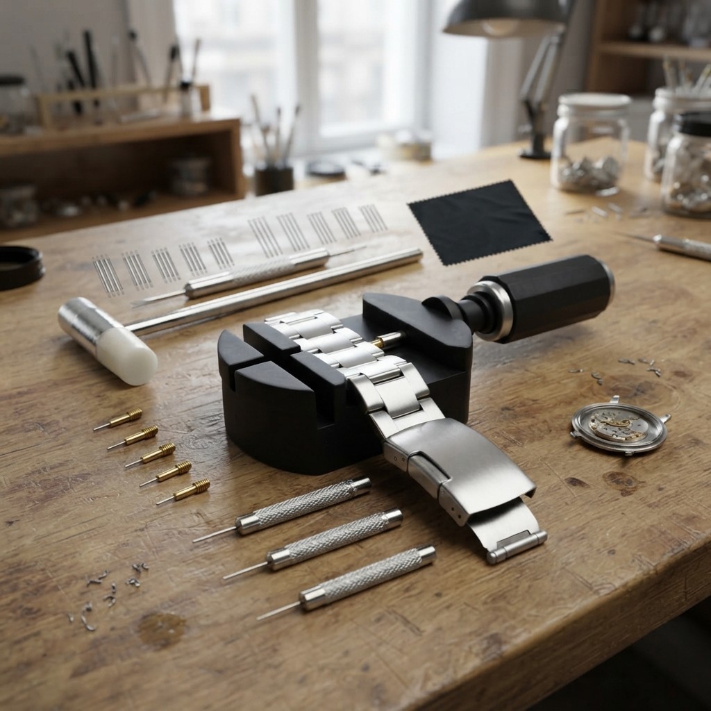 Professional Watch Band Sizing Tool Set – Replacement Pins and Durable Hammer