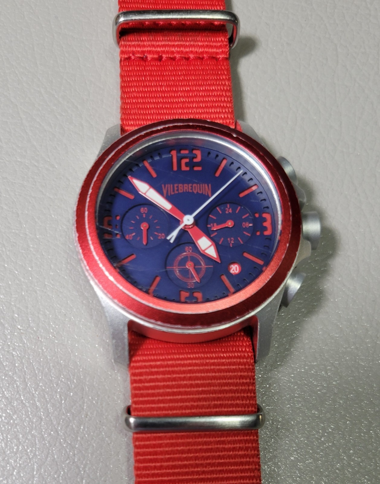 Vilebrequin RED Limited Edition Chronograph Watch New Battery Installed 4/10/26
