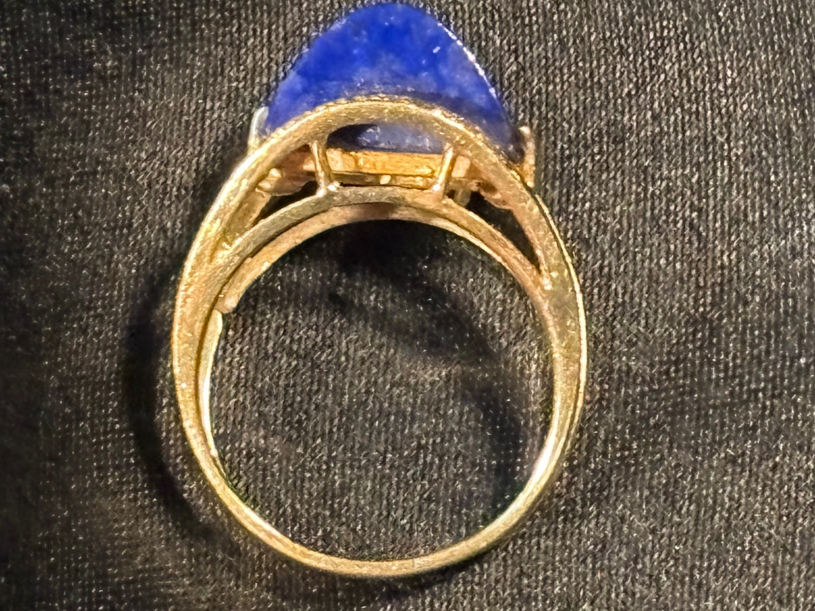 Vintage 14k Yellow Gold Lapis Lazuli & Diamond Ring, Size 7.25, 8 Grams