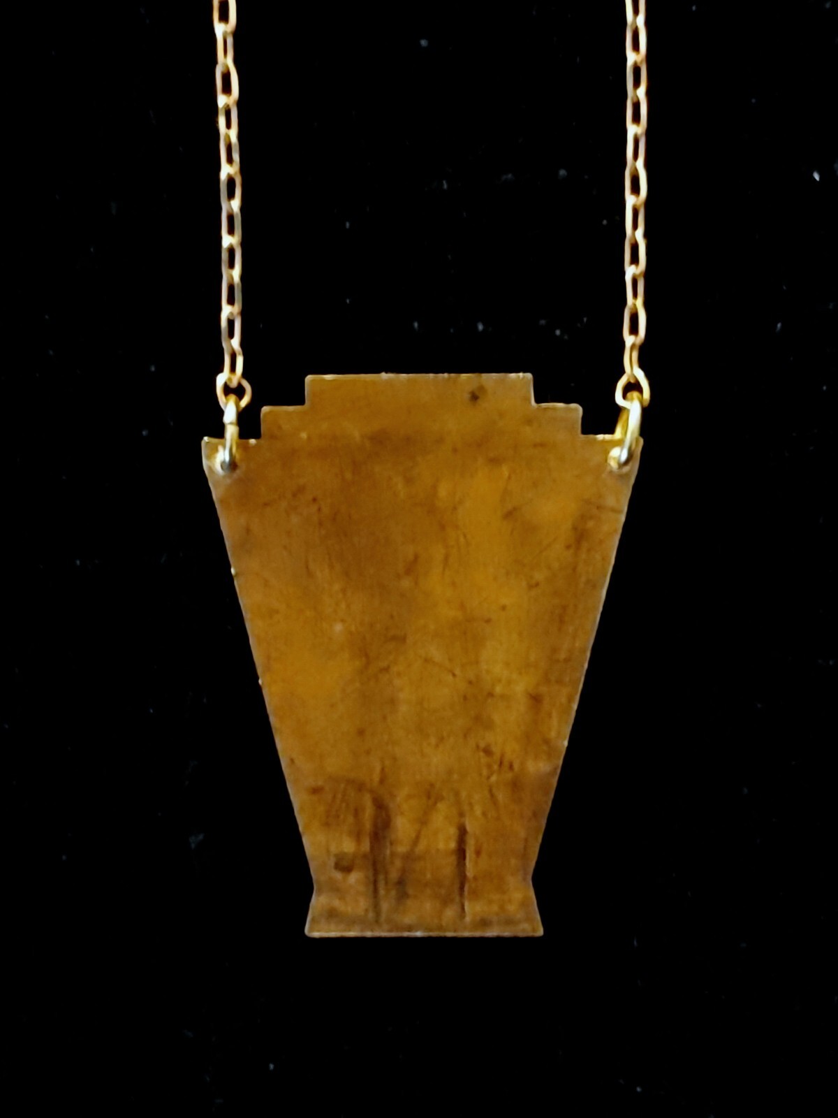 Vintage 1930s Art Deco Rhinestone Die Struck Pendant Necklace Authentic