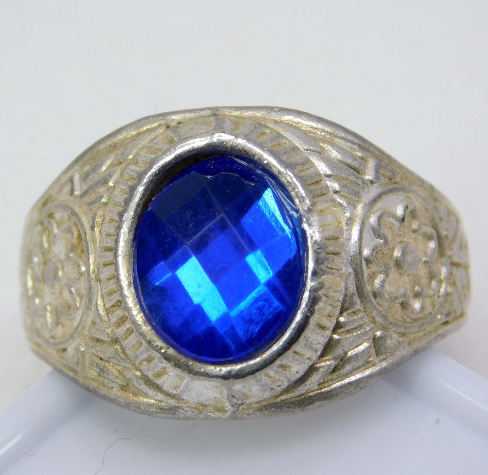 Certified 22.65 Ct Natural Blue Zircon Sterling Silver Ring Size 9.5 Gemstone