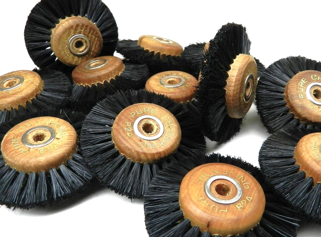 12 Pieces B24 Wood Hub Rotary Wheel Bristle Brush 3Row 2-1/2” Jewelry Dental