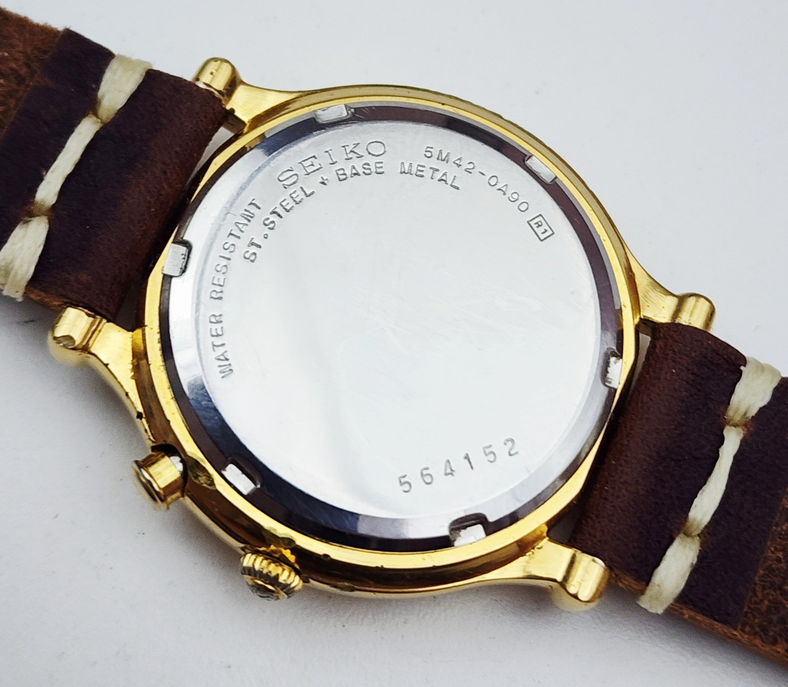 RARE,UNIQUE Men’s KINETIC Watch SEIKO 5M42-0A90. New Capacitor. Luminous Dial