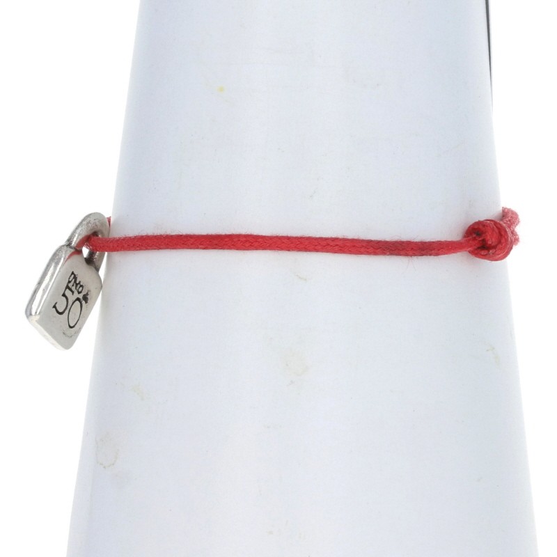Uno de 50 Red Cord Lock Bracelet – Silver Toned Padlock Adjustable