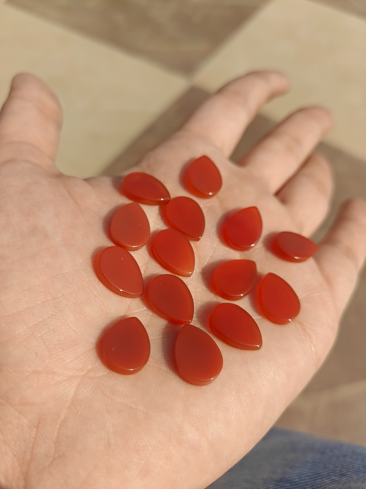 Natural Red Onyx Pear Bothside Flatback 10x14mm To 20x25mm Loose Gemstone