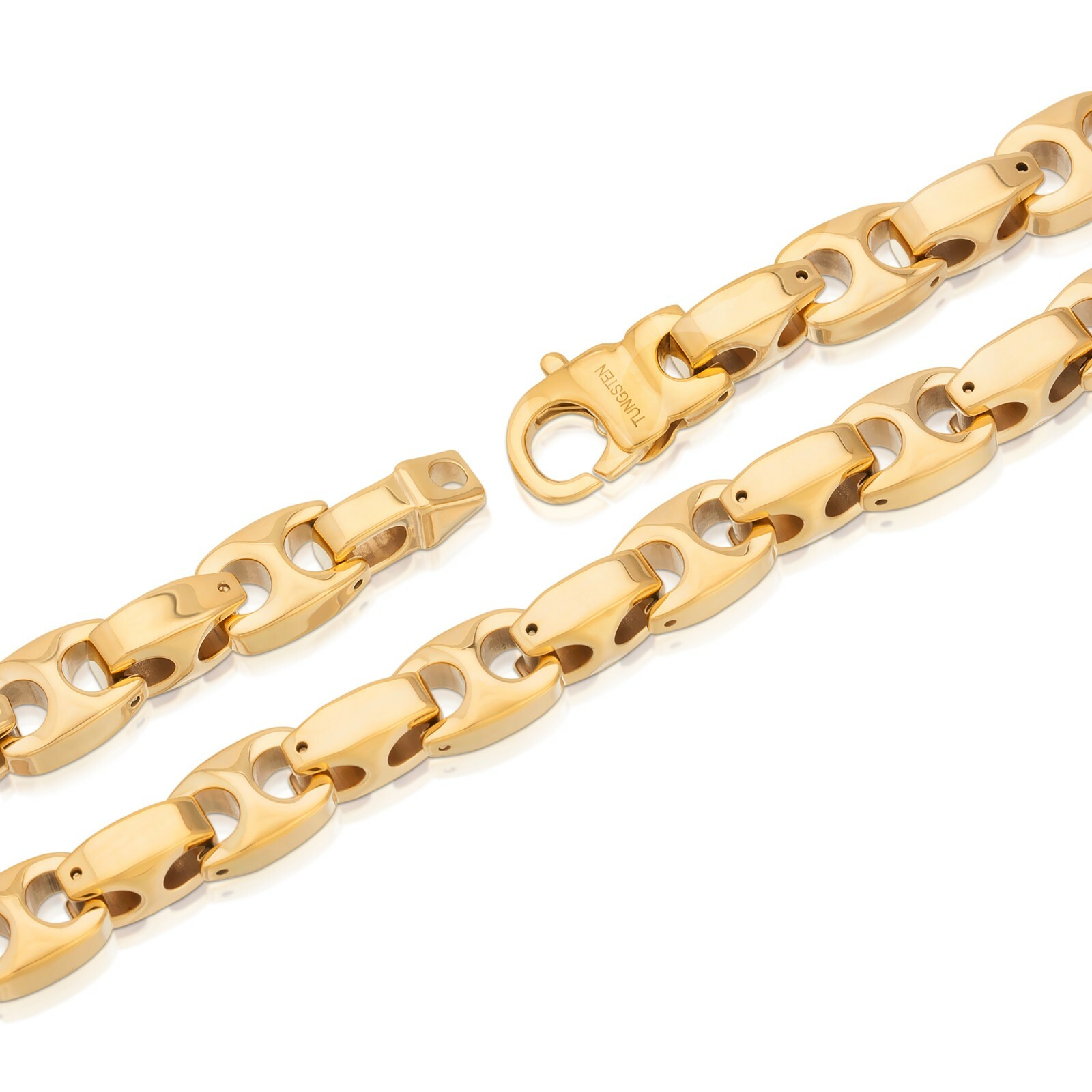 HEAVY 9.5mm BIKER TUNGSTEN CARBIDE MEN’S CHAIN (TUC 002) GOLD – FREE SHIPPING!