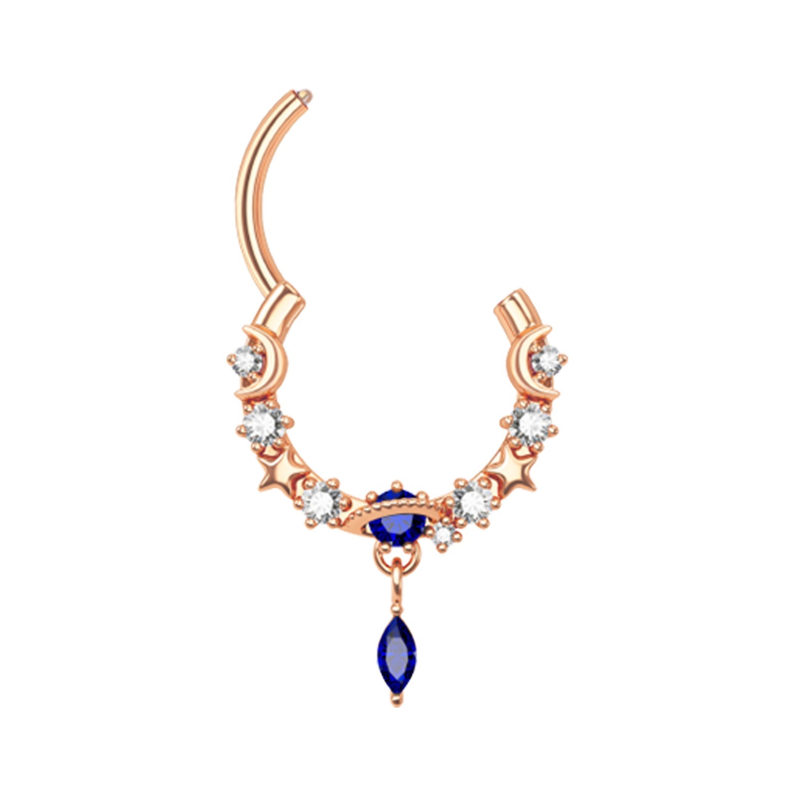CZ Rose Gold Septum Clicker 16G Helix Cartilage Lobe Daith Conch Tragus Piercing
