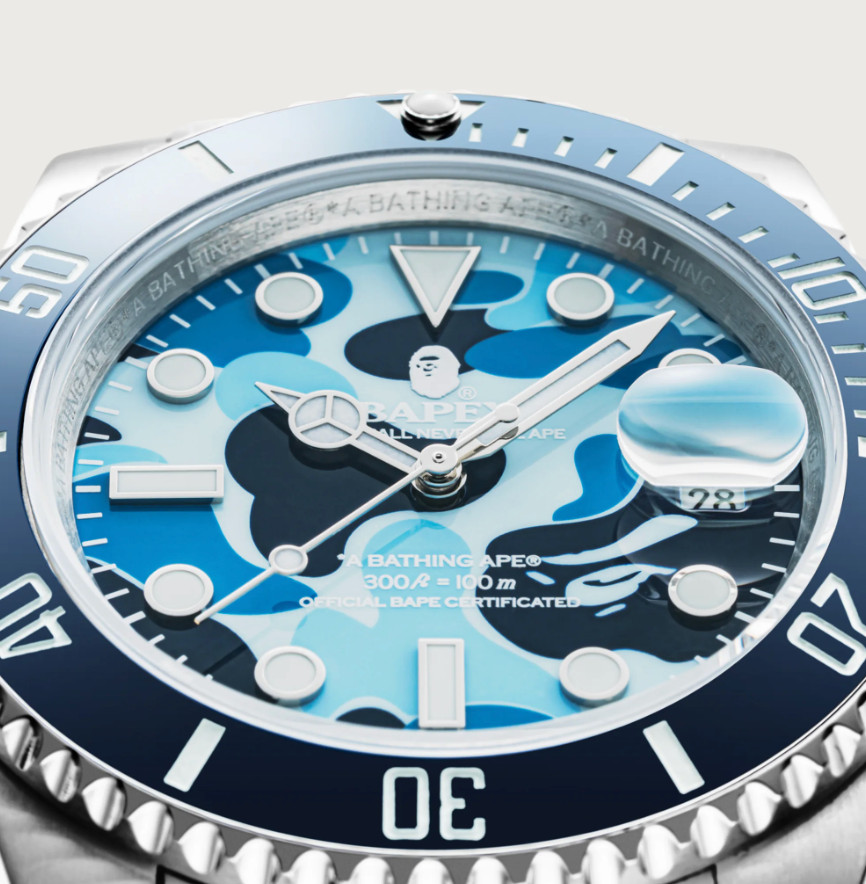 A BATHING APE BAPE TYPE 1 BAPEX Blue Camo Automatic Watch New Japan