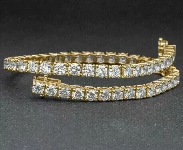 6.60CT Round EF/VVS Lab Grown Diamond Valentine’s Gift Tennis Bracelet 18K Gold