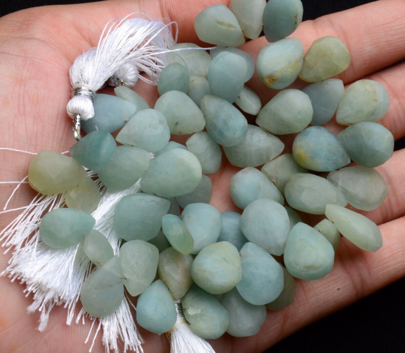 aquamarine natural beads rough unpolished pear 12×8 to 15×11 mm size 7″ strand
