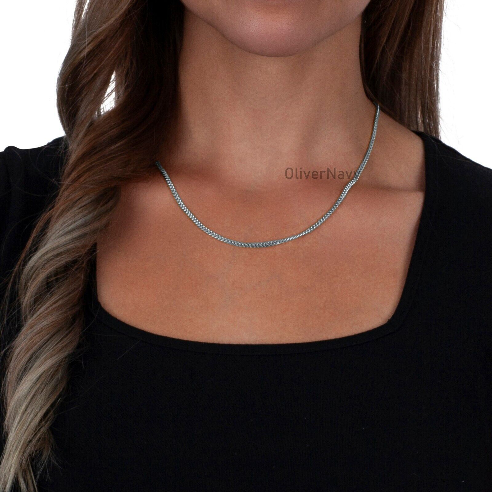 Men Women 925 Sterling Silver 3mm Miami Cuban Curb Chain Necklace 16”-30”