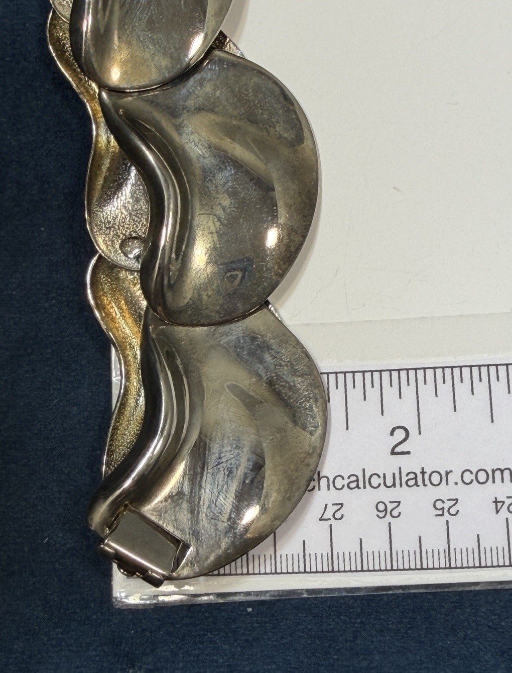 Vintage Modernist Statement Necklace Silver Tone Mirror Finish Chunky Collar
