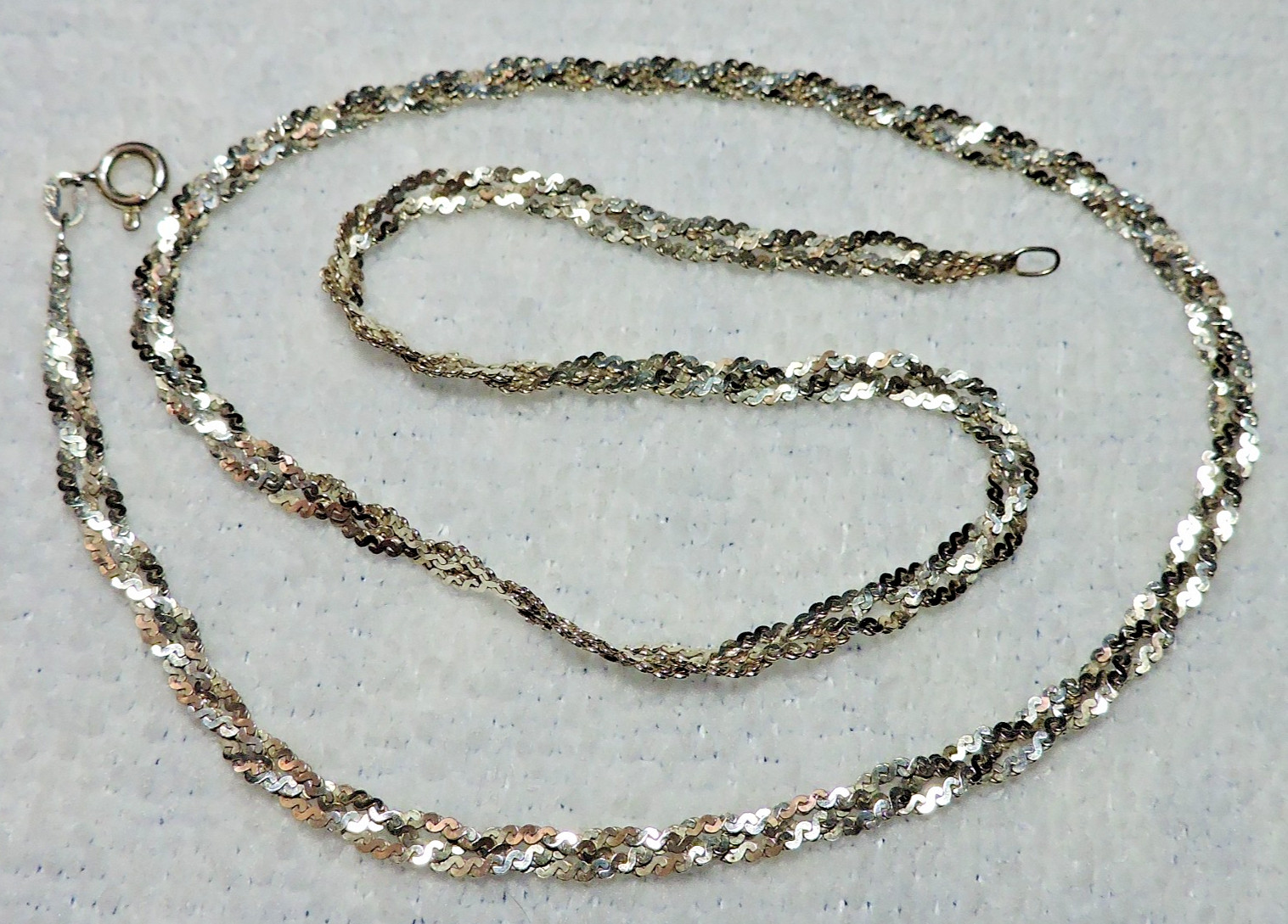 Vintage 925 Sterling Silver Braided Flat Serpentine Chain 18 ” 4mm wide