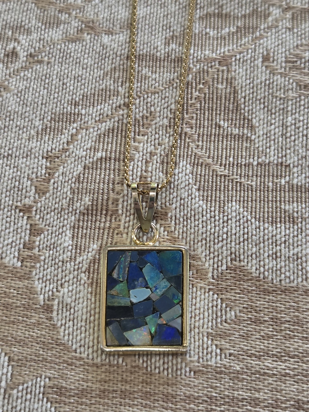1/20 GF 14K FED Gold Fill Serpentine S Link Chain Necklace 18.25″ Mosaic Pendant