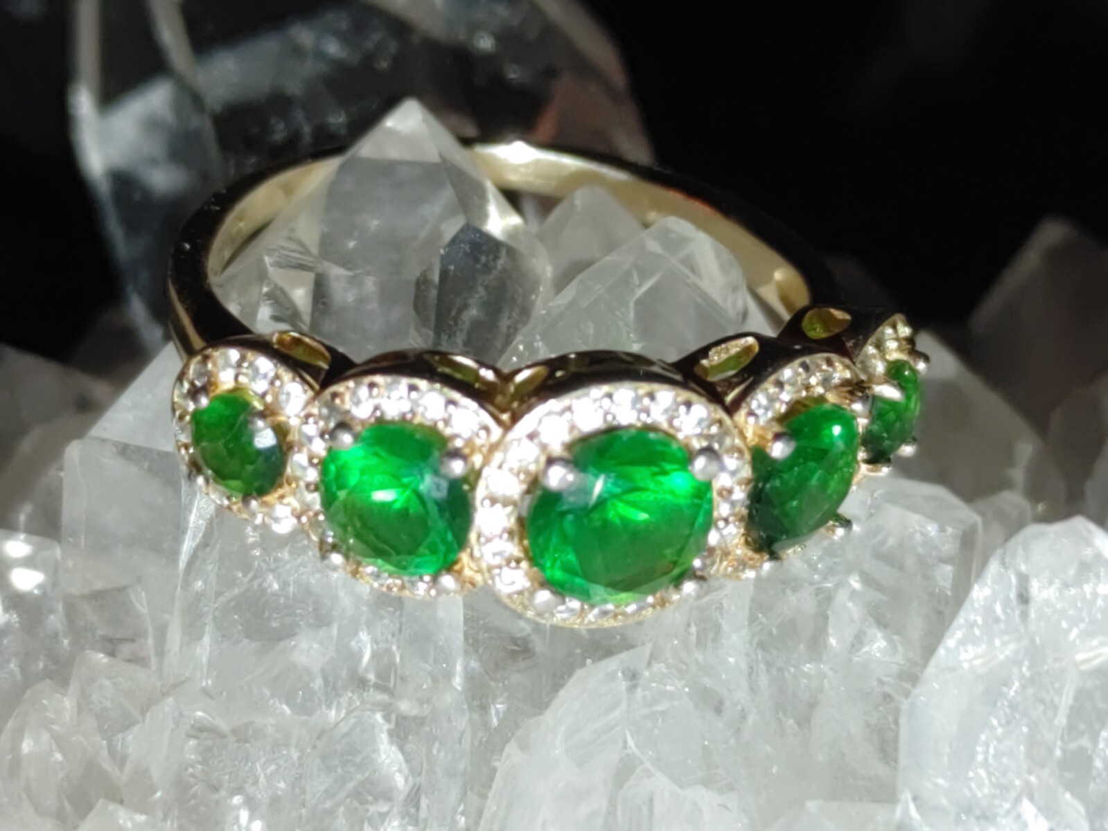 Fuzion Creations Sterling Silver & Green Cubic Zirconia Ring Size 9 FZN 925 CN