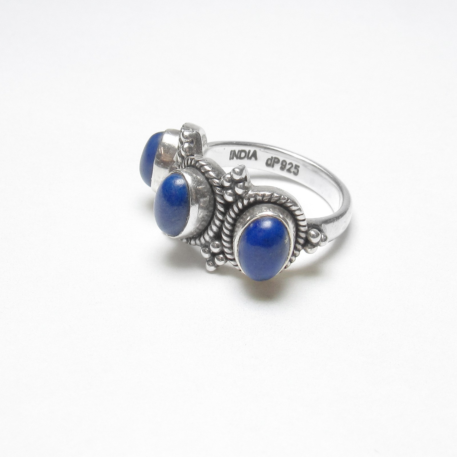 DOUG PAULUS Estate Sterling Silver Three Natural Royal Blue Lapis Ring 2.50 Cts