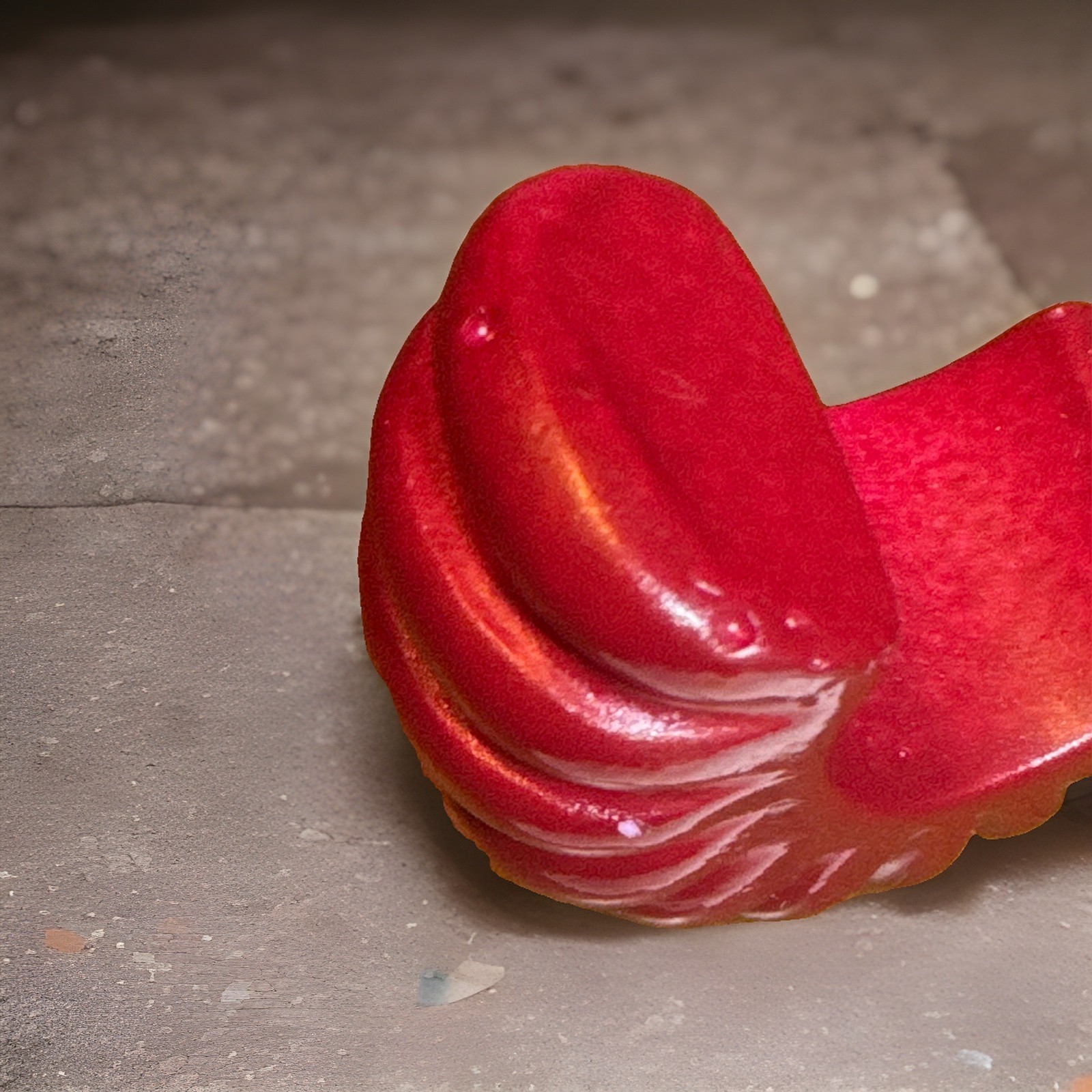 Vintage 1980s Chunky Red Hoop Earrings Ribbed Fluted Acrylic C-Hoops Retro