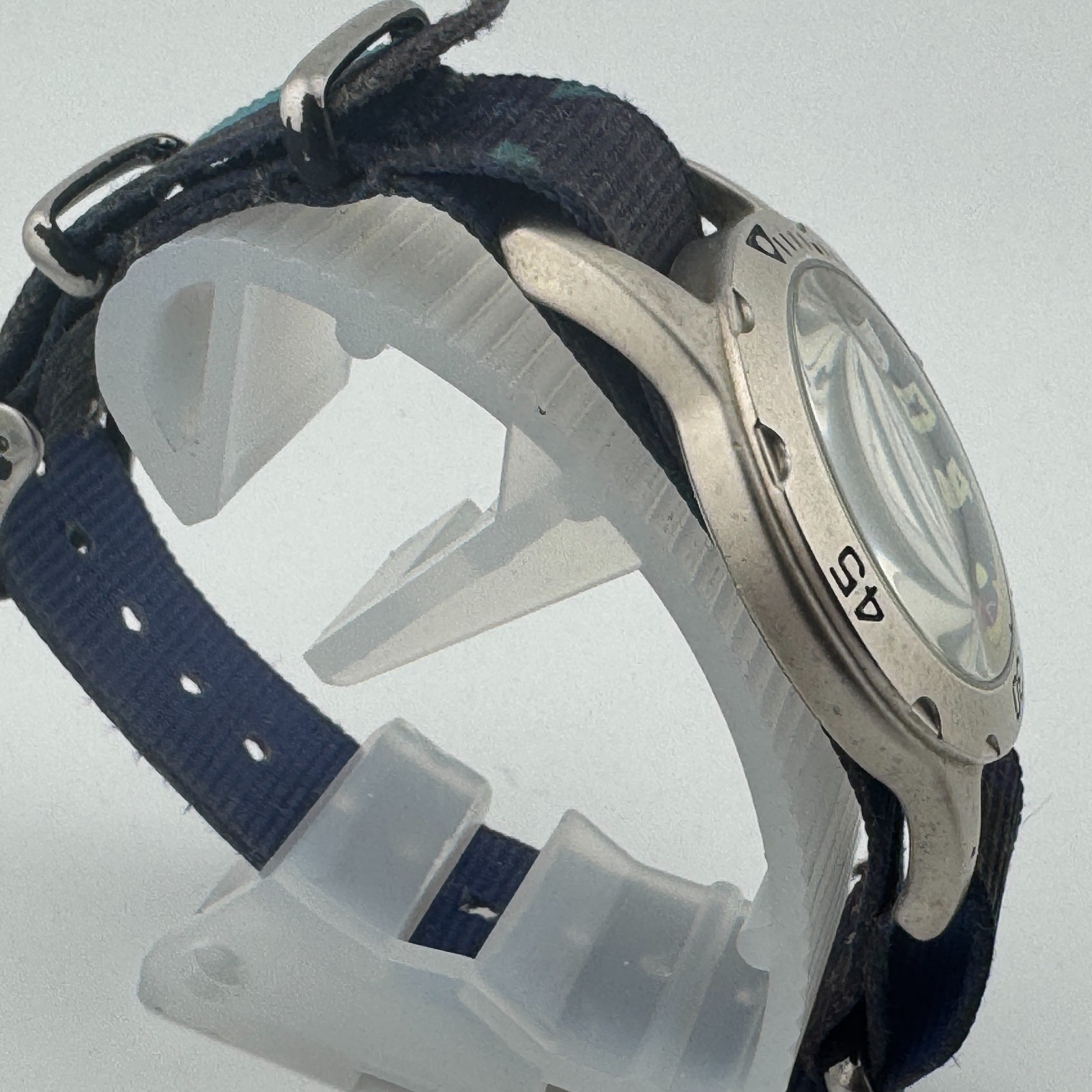 VTG Swiss Sport Quartz Watch Men 50m Silver Black Nylon Band Analog New Battery