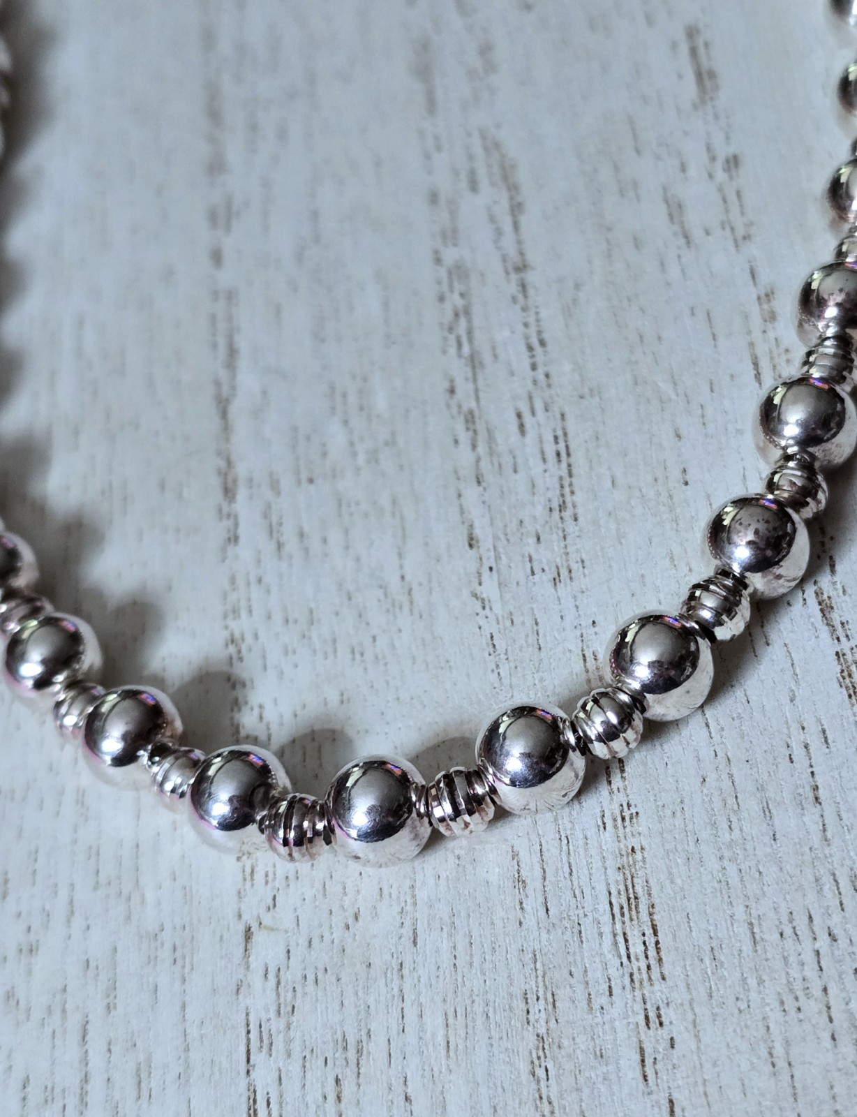 Ross Simons Sterling silver 2 size beaded ball chain Necklace 18″-20″