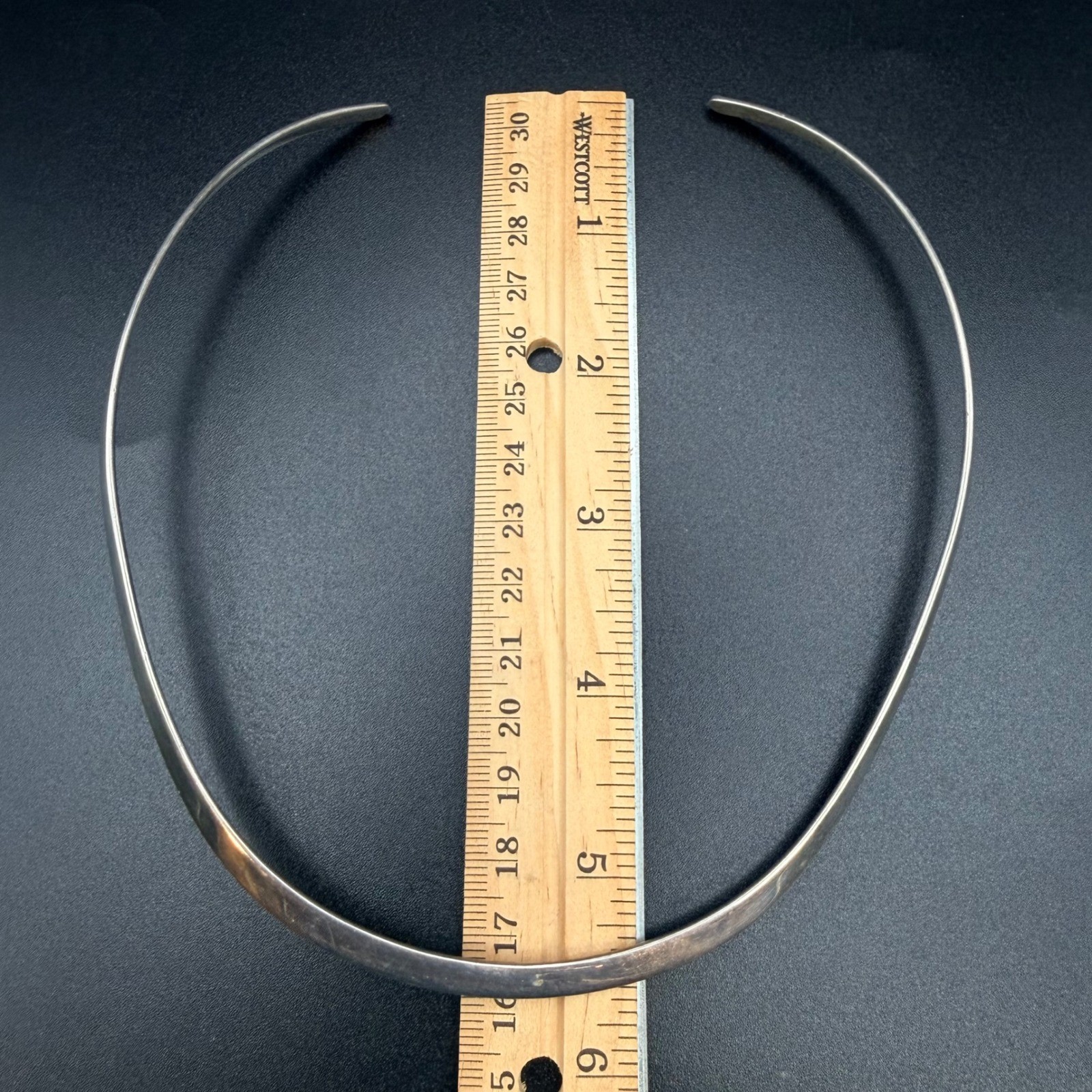 Sterling Silver 925 Torque Collar Necklace 15 Inch 28 Grams Minimalist Modernist